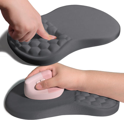 Ergonomic Joint Wrist Support Mouse Pad with Memory Foam Cushion Massage Bump, Carpal Tunnel Pain Relief Mousepad Slope Design for Wrist Rest, 11.8x7.9 in, Black