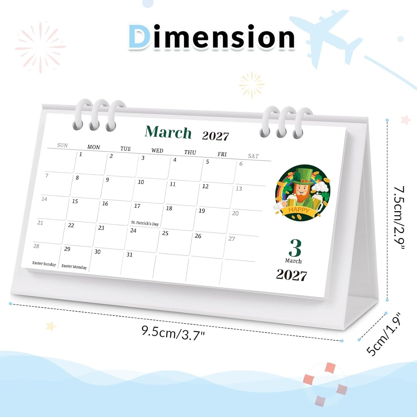 KONVINIT Small Desk Calendar 2026-2027, 6.3" x 3.1", 2026 Desk Calendar - Runs From January 2026 Until December 2027, 24 Months Mini Desktop Calendar for School, Home and Office Supplies