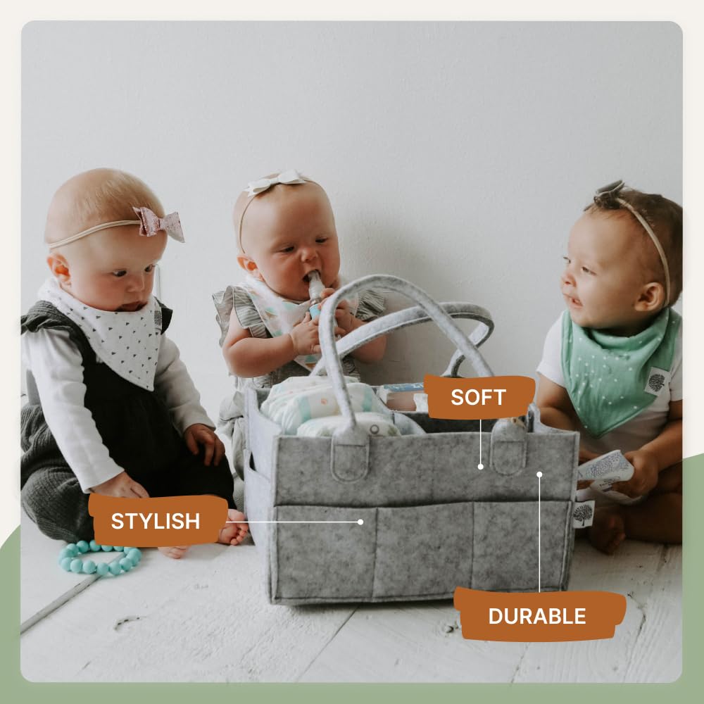 Parker Baby Diaper Caddy - Nursery Storage Bin and Car Organizer for Diapers and Baby Wipes - Oatmeal, Regular