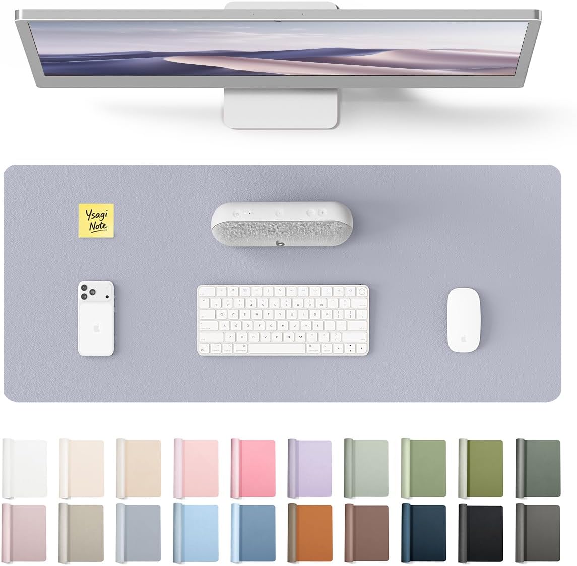 YSAGi Leather Office Desk Pad Protector, Large Mouse Pad, Non-Slip, PU Leather, Laptop Desk Blotter, Waterproof Writing Pad for Office and Home, Black, 23.6" x 13.8" - Colors B
