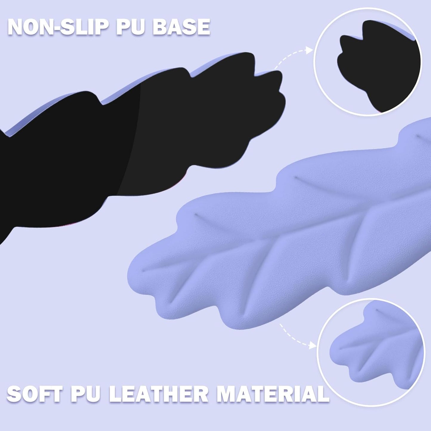 Keyboard Wrist Rest Pad Set, Leaf Shape PU Leather Memory Foam Wrist Cushion Support,Mouse Wrist Rest Pad,Non-Slip Wrist Support for Easy Typing Pain Relief, Green Leaf