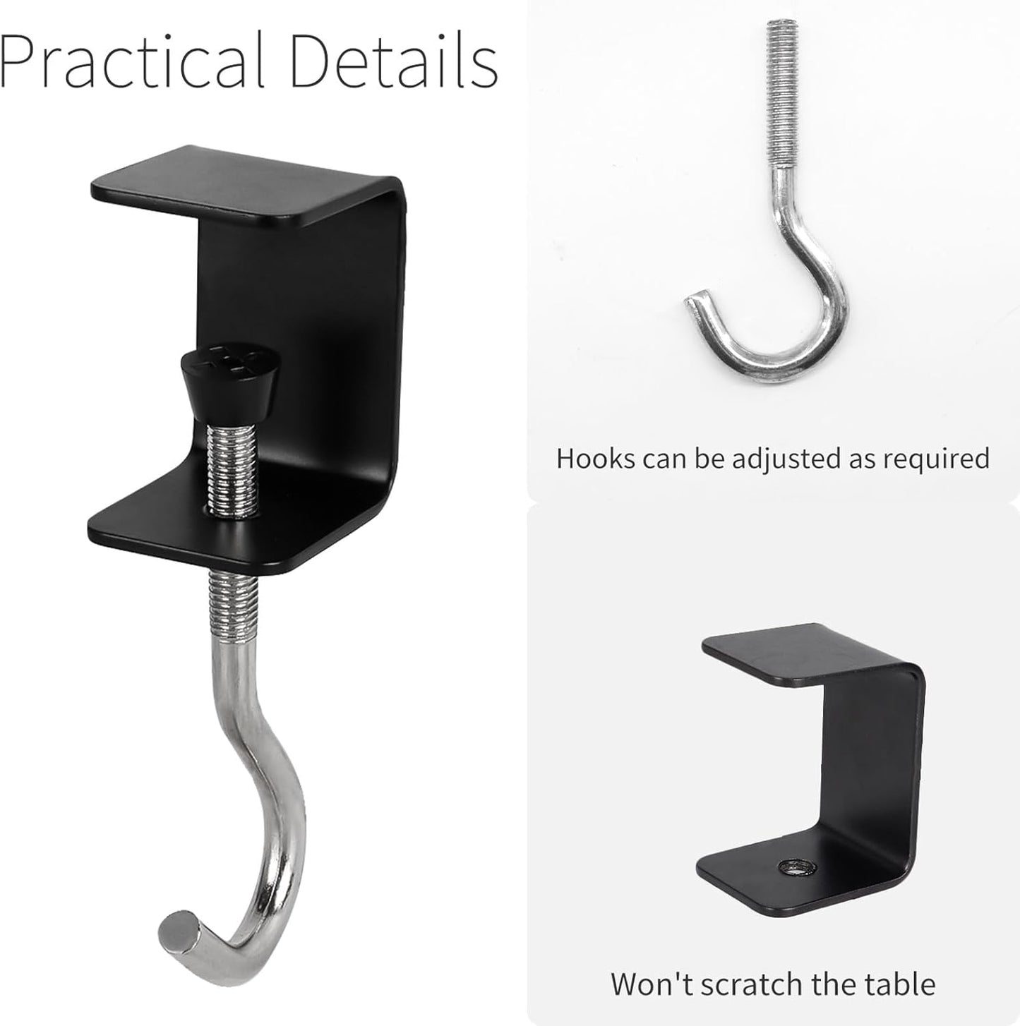 2 Pcs Desk Mount Bag Holder Hook Clamp-On Backpack Hanger Portable Desk Mount Headphones Holder Reduce Desk Clutter for Table Desk, Under Counter