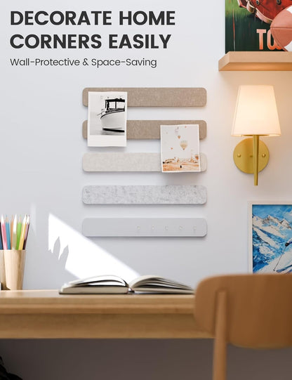 Fluxynara Cork Board Alternative Felt Strip Board 8-Pack 13"x2", Office Pin Board with 50 Push Pins, Adhesive Install for Bedroom Door & Home Office(Linen Dusk)