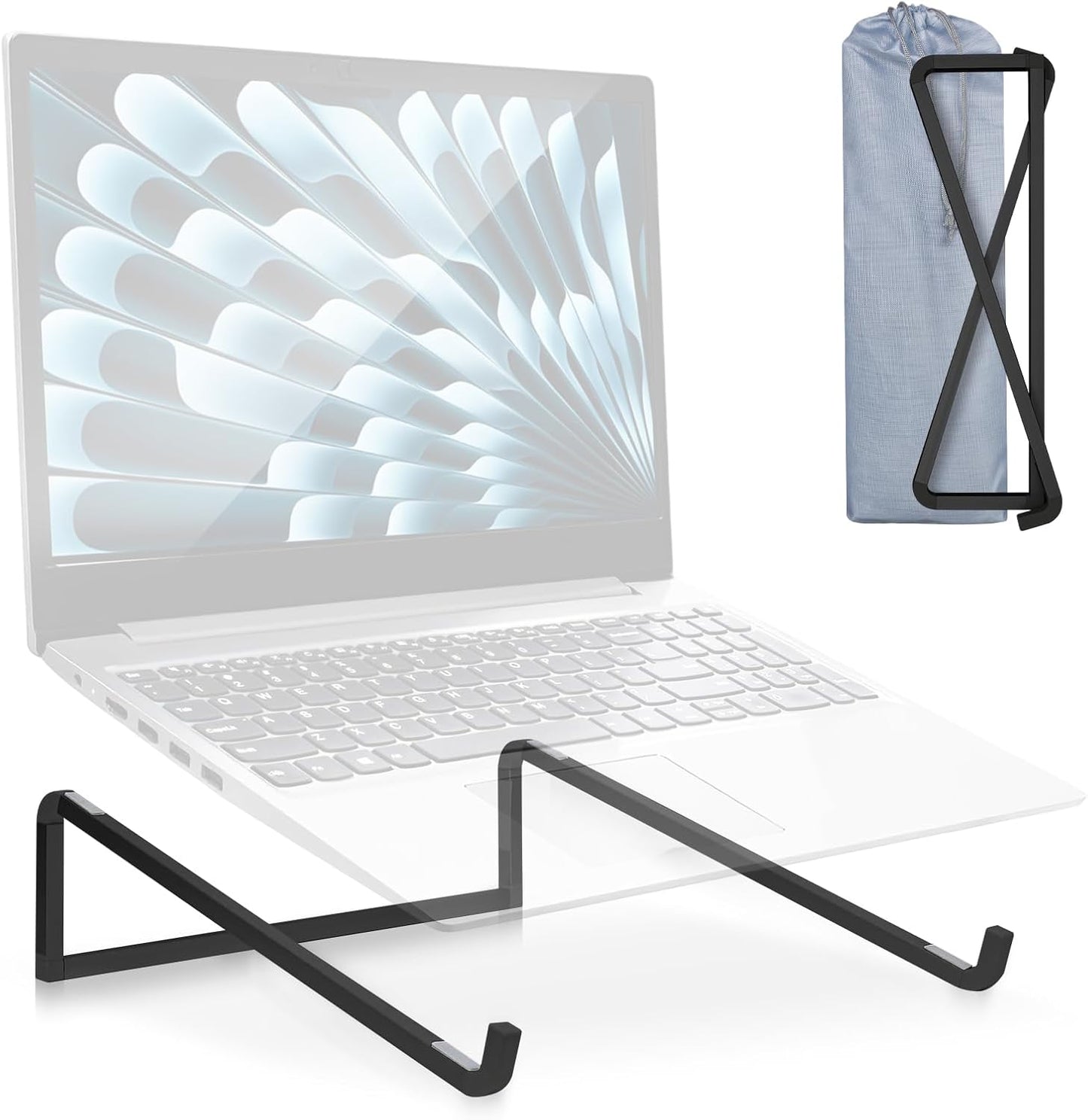 TENOC Foldable Laptop Stand for Desk, Universal Laptop Riser Ventilated Holder Mount Compatible with MacBook, Notebook, ASUS, Acer and More, Silver