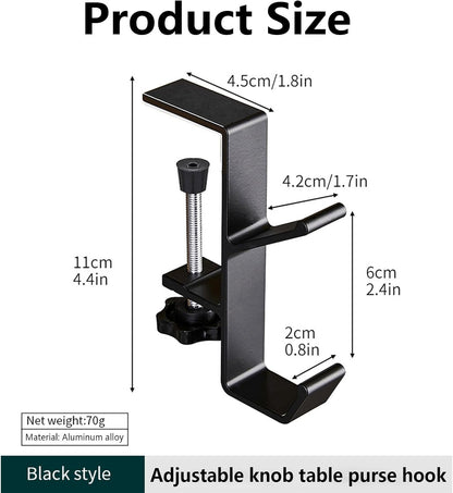 KISOY 2Pcs Purse Hook for Table Desk Bag Hook Purse Hanger for Table Backpack Hanger Headphones Holder underdesk Hook Bag Holder for Table (Black)