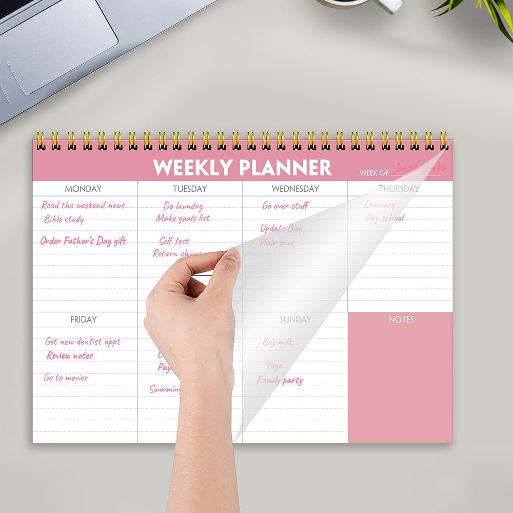 (3-Pack) Weekly Planner - 7" x 10" Weekly Pad Organizers Habit Tracker Journal for Man & Women, 52 Sheets, 100gsm Paper, Undated Weekly To Do List Notepad with Your Life, Teal