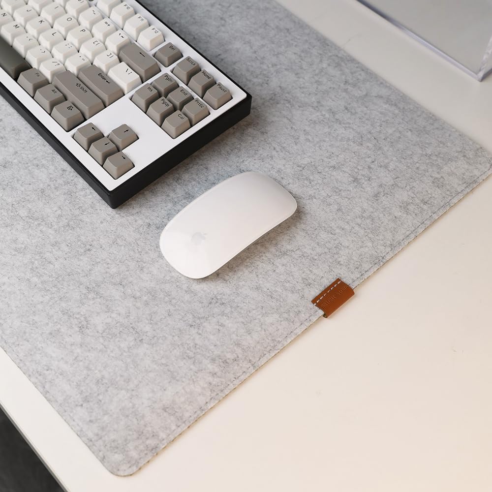 Bright Stone Felt Desk Mat,Non-Slip Mouse Pad, 27.5"x11.8" Office Supplies Desk Protector, Desk Accessories for Home and Office (Black)