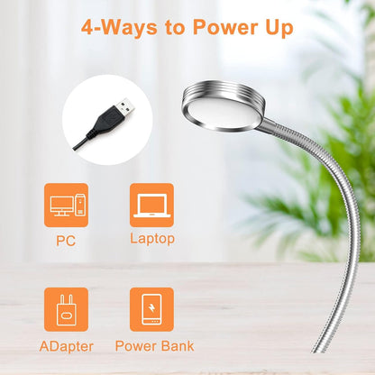 LEPOWER Clip on Light/Reading Lights/Book Light/Desk Lamp Color Changeable/Night Lights Clip on for Desk, Bed Headboard and Computers, Adapter Included (Black) Metal