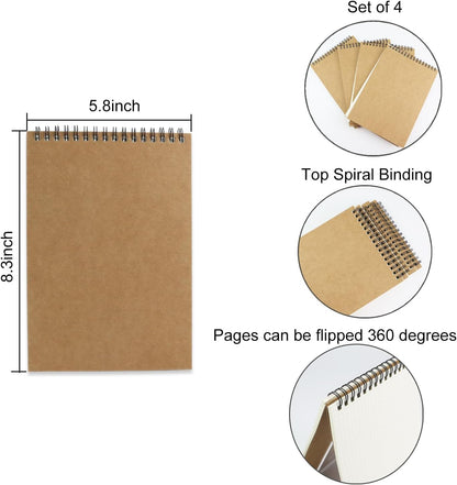 4 Pack Graph Paper Notebook, A5 Top Wirebound Grid Spiral Notebook 5.8" x 8.3",60 Sheets,5mm x 5mm Grid Paper,Grid Notepad for Students, Math, Engineering (4 Colors)
