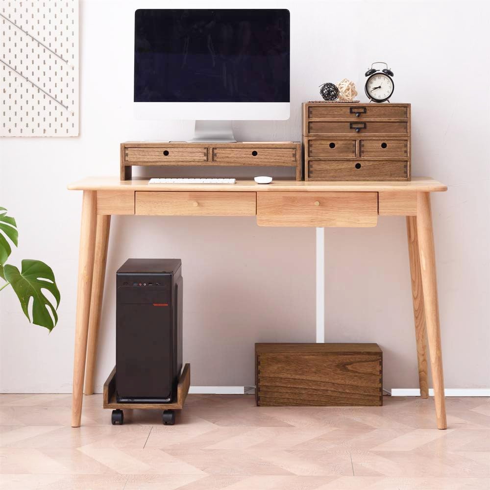 KIRIGEN Wooden Cable Management Box Set of 2 - Solid Wood Large & Small Cord Organizer Hides Power Strips, Chargers & Wires for Desk, TV Stand, Home Office DXH2T-NA