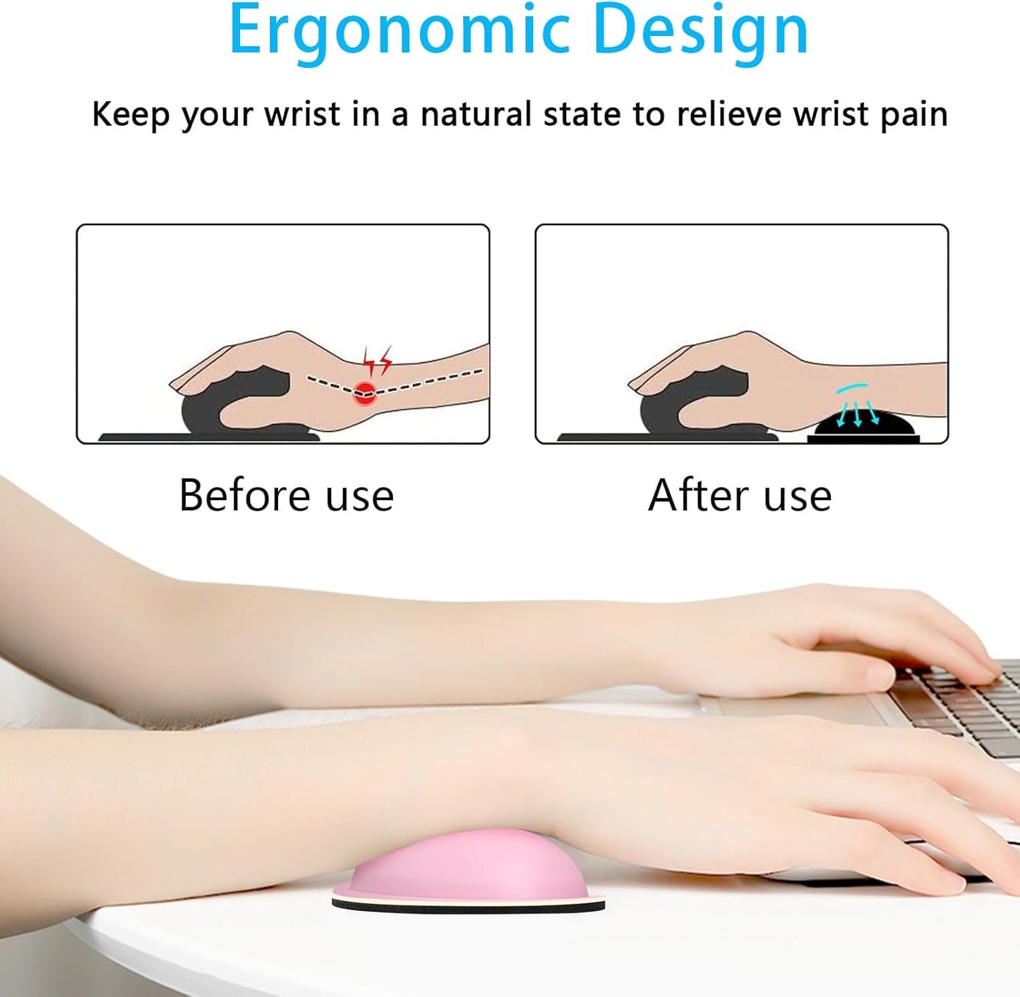 Dapesuom Mouse Wrist Rest, Ergonomic Memory Foam Mouse Wrist for Computer Desk Mats Support, PU Leather Hand Rest Pad Cushion for Gaming, Laptop, Men, Women, Pain Relief & Easy Typing, Black