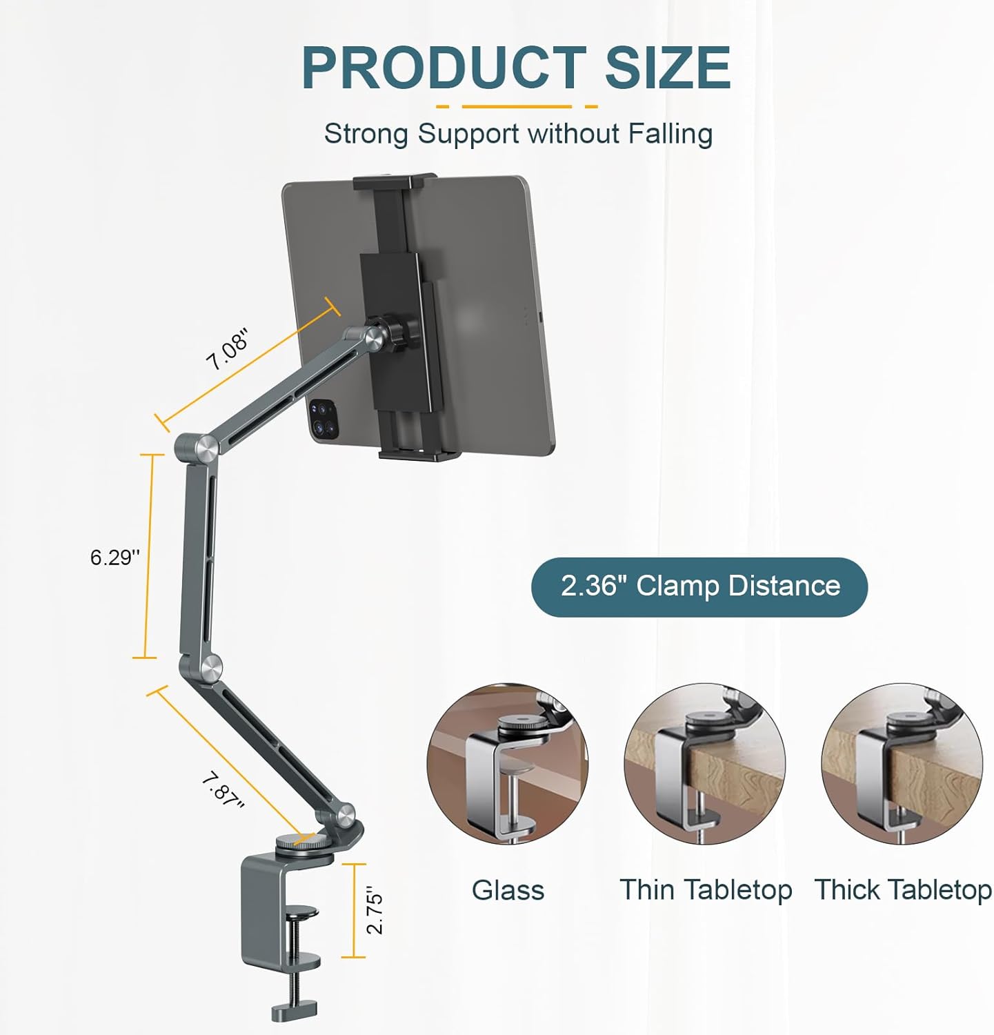 Houele Tablet Stand Holder, Adjustable Foldable Tablet Arm iPad Desk Mount with 360°Rotate Base, Phone Holder iPad Stand for Desk and Bed, Compatible with Tablets, Phones or Other 4-15.6" Device