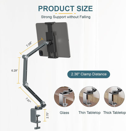 Houele Tablet Stand Holder, Adjustable Foldable Tablet Arm iPad Desk Mount with 360°Rotate Base, Phone Holder iPad Stand for Desk and Bed, Compatible with Tablets, Phones or Other 4-15.6" Device