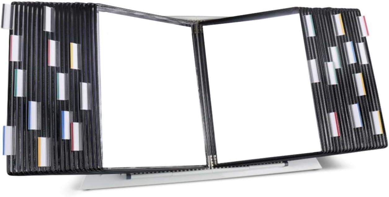 Tarifold Desktop Reference Organizer & Display System, 10 Double-Sided Pockets, 20 Sheet Capacity, Expandable, Durable Steel Wire Frames, Letter Size, Made in France, Black