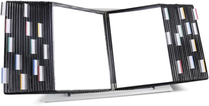 Tarifold Desktop Reference Organizer & Display System, 10 Double-Sided Pockets, 20 Sheet Capacity, Expandable, Durable Steel Wire Frames, Letter Size, Made in France, Black
