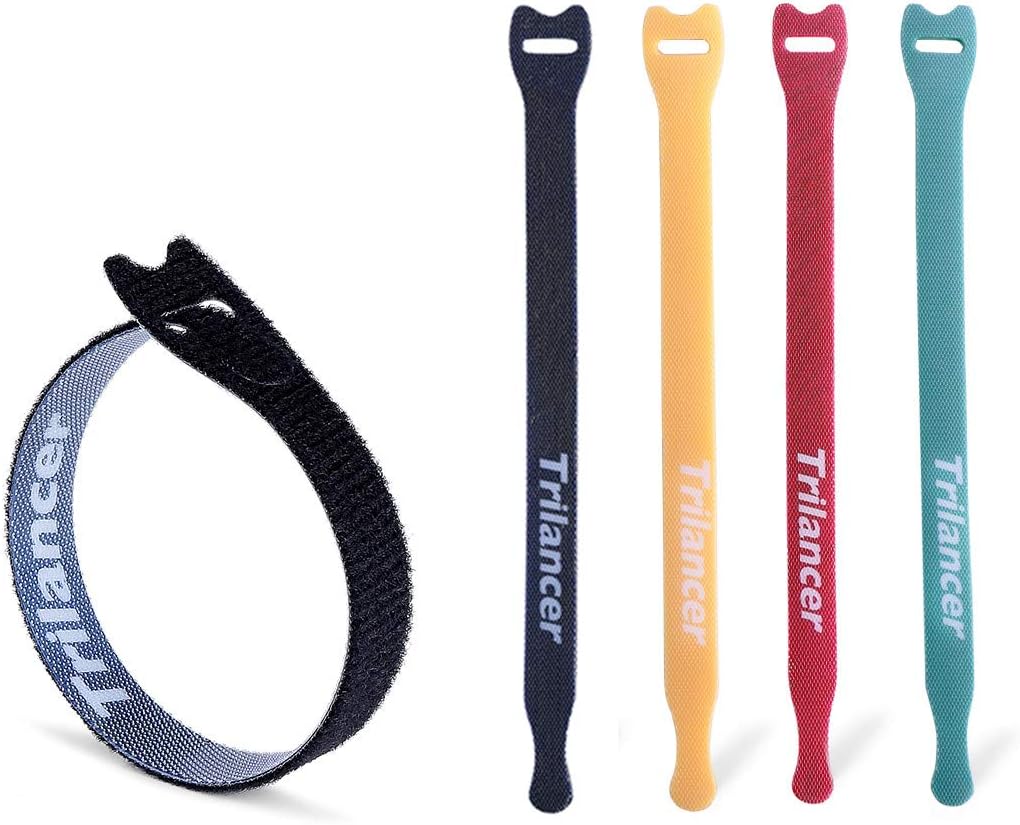 Trilancer Reusable Cable Straps Wire Ties, Pack of 50 Adjustable Cord Fastener Cable Organizer, 8 Inches (Black)