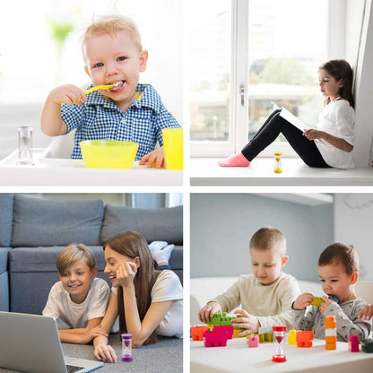 EMDMAK Sand Timer, Acrylic Hourglass Colorful Sandglass Timer 1 min/2 mins/3 mins/5 mins/10 mins/15 mins Sand Clock Timer for Games Classroom Home Office(Pack of 6)