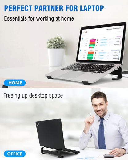 Ventilated Laptop Stand for Desk, Ergonomic Aluminum Laptop Riser, Computer Stand for Laptop, Compatible with MacBook Air Pro, Dell, HP, More 11-17.3 Inches Notebook, Work from Home (Silver)