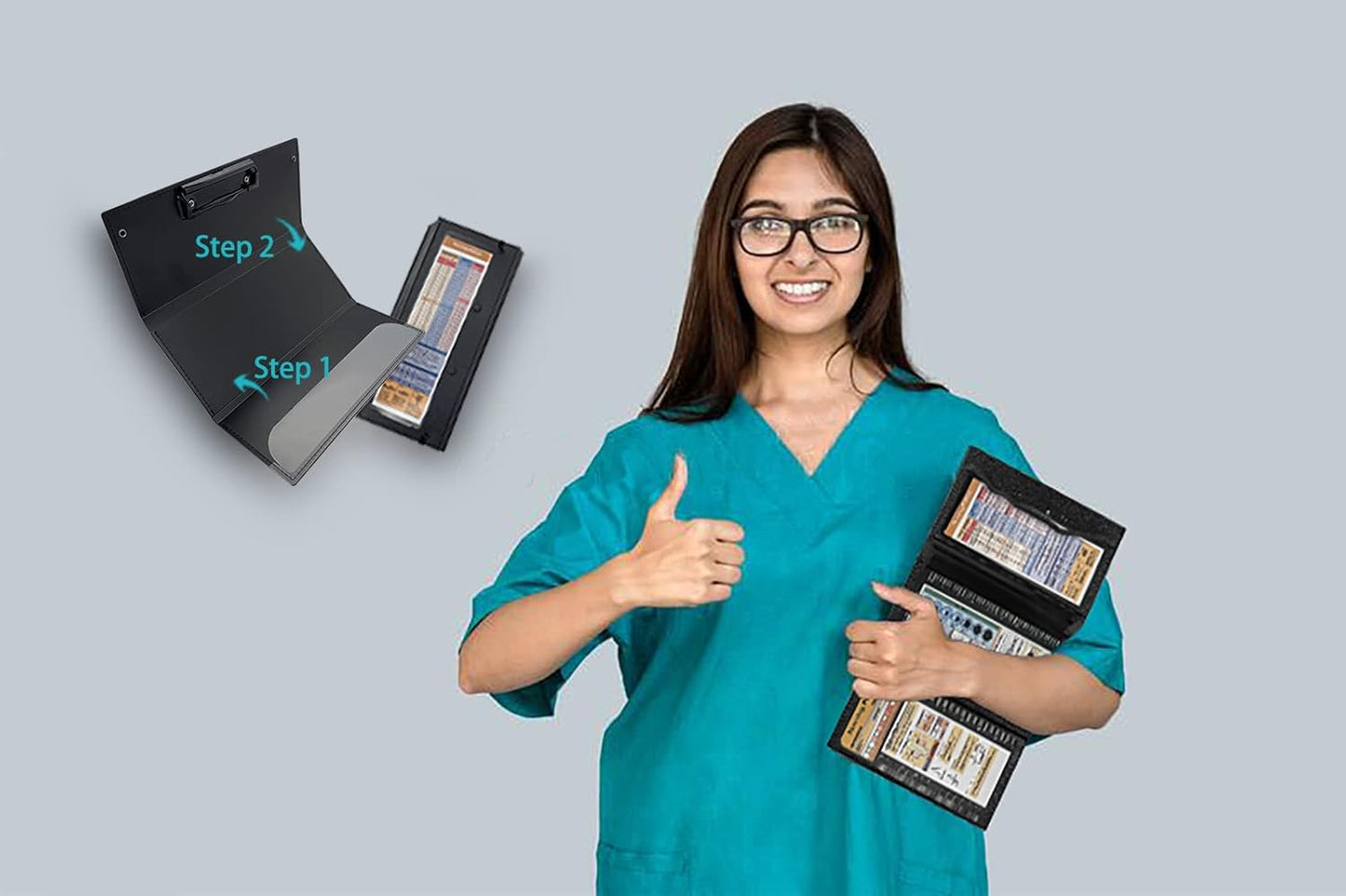 2Packs Nursing Clipboard Foldable, Black Nurse Clipboard for Medical Profession
