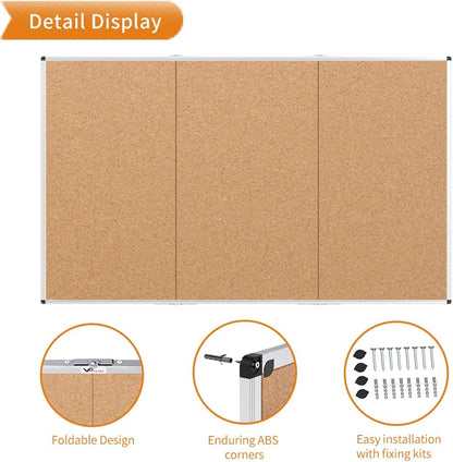 VIZ-PRO Cork Notice Board, 36 X 24 Inches, Silver Aluminium Frame