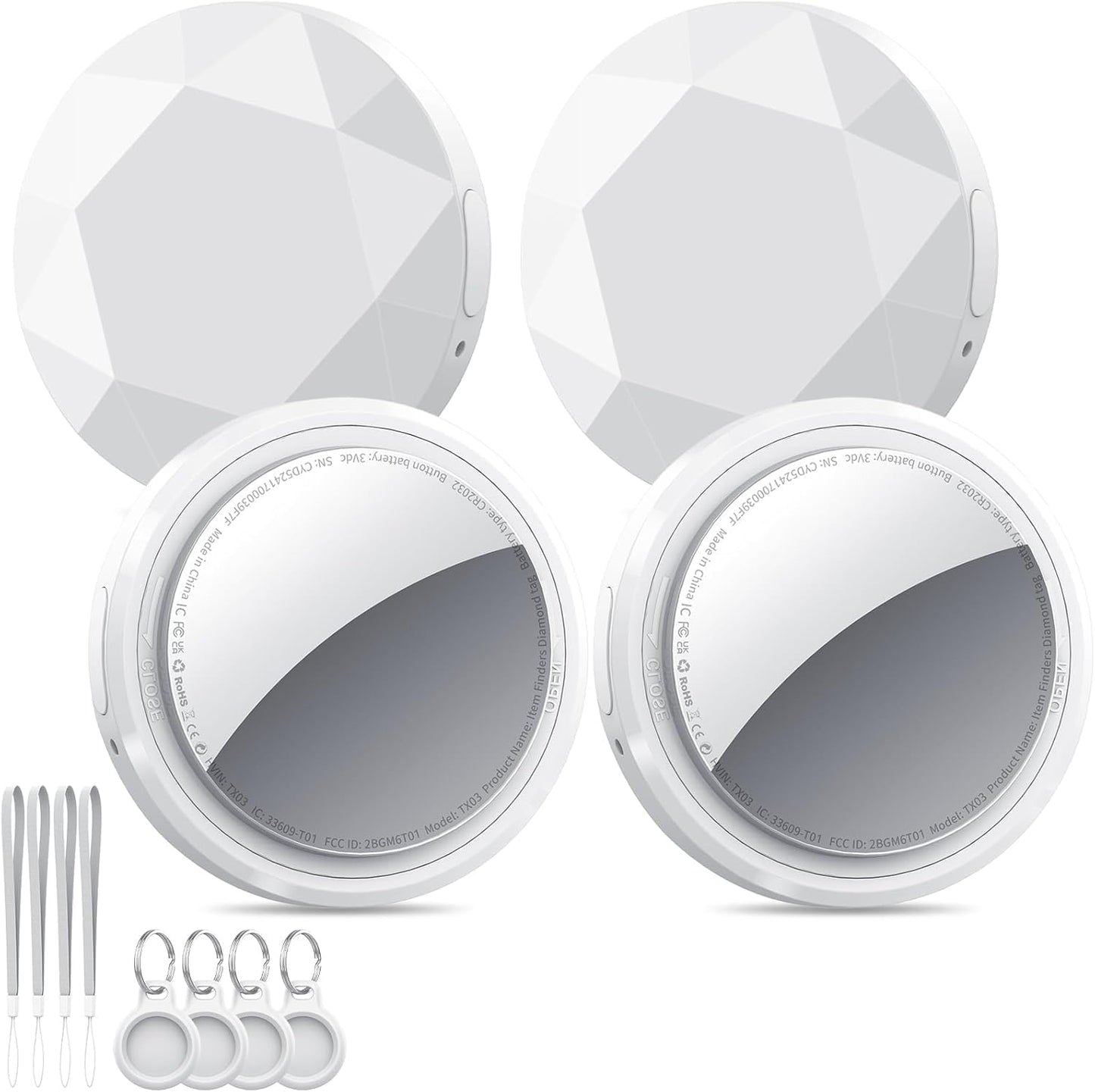 New Tracker Tag-1 Pack (Black), QCOQ Bluetooth 5.3 Tracker Tag Work with Apple Find My (iOS Only), Smart Tag with Protective Case/Keychain/Lanyard, Item Finder for Key/Wallet/Bag, Replaceable Battery