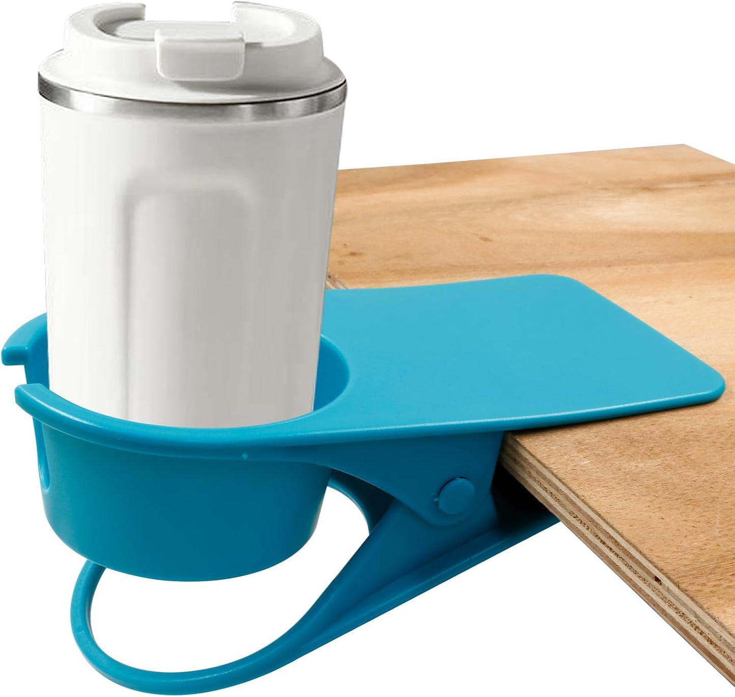 Jiozermi Drinking Cup Holder Clip, Desk Drink Holder Clip Adirondack Chair Cup Holder with Clip Cup Clip Holder for Water Drink Beverage Soda Coffee Mug(Blue)