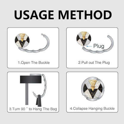 Foldable Purse Hook for Table, Purse Hanger for Table, Desk Bag Hook, Desk Purse Hook, Purse Holder for Table - Compact Portable Multi-Use Design, Aluminum Alloy Handbag Hanger, 3 Pcs (Style A)
