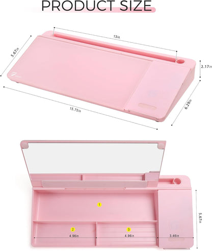 TOWON Small Compact Glass Desktop Whiteboard with Storage – 12 x 7 in Dry Erase Board for Desk, Home Office, School | Includes 5 Markers, Eraser & Holder | Space-Saving Organizer, Aesthetic Rose Gold