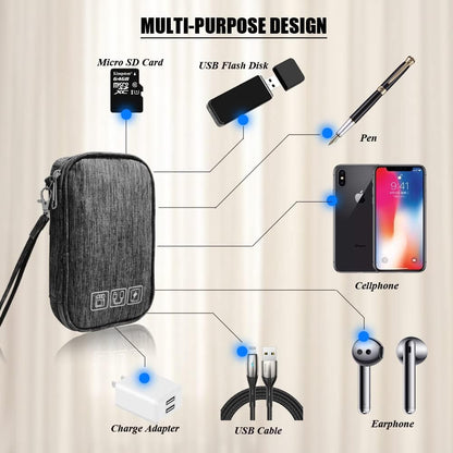 Electronic Organizer Bag Cable Organizer Travel Cord Organizer Case Pouch Portable Carrying Case for Charger Hard Drive Earphone USB SD Card (Black)