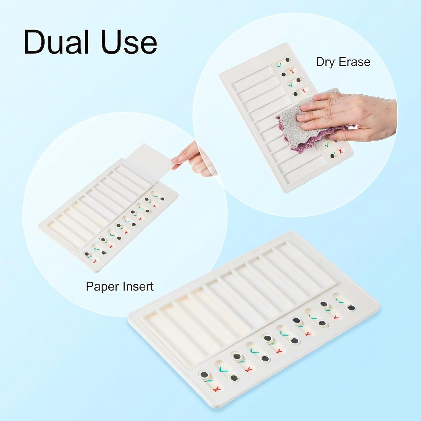 Dry Erase Chore Chart, Standable Whiteboard Checklist Board, ADHD Tools for Kids to Do List Checklist Task Board, Reusable My Chores Checklists Task Boards for Refrigerator, Wall, Desk with 30 Sliders