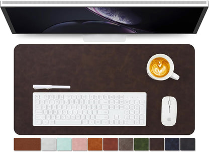 Distressed Leather Desk Mat - Non-Slip PU Desk Pad for Office and Home - Desk Organization and Accessories - Ideal for Large Mouse Pad and Desk Mats on Top of Desks(Tan,36"x 17")