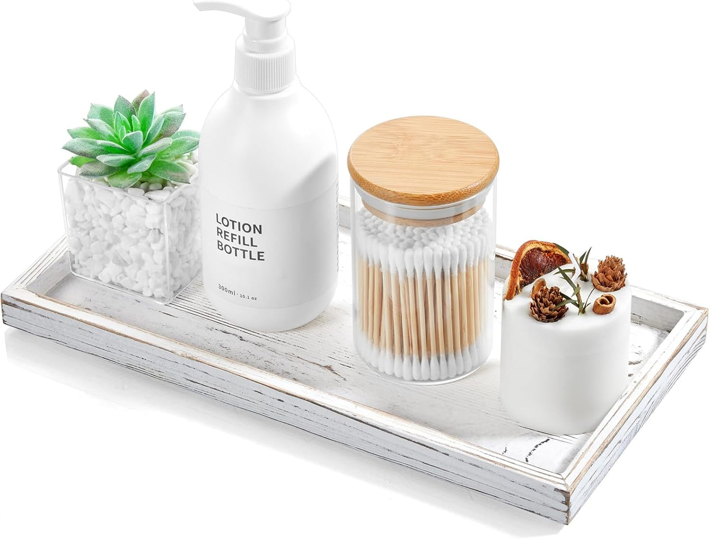 ALELION 8" Acacia Wood Bathroom Vanity Tray for Counter - Dresser Top Tray for Perfume Jewelry Candle Key Catchall - Small Kitchen Countertop Organizer for Soap Dispenser and Sponge Holder