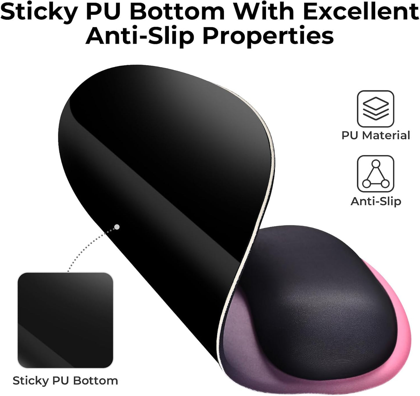 EooCoo Ergonomic Mouse Pad with Gel Wrist Rest Support, Middle Concave Design for Natural Wrist Alignment, Non-Slip Base Mousepad for Laptop, Computer, Office Desk Accessories, Carpal Tunnel Syndrome