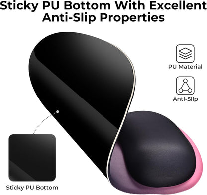 EooCoo Ergonomic Mouse Pad with Gel Wrist Rest Support, Middle Concave Design for Natural Wrist Alignment, Non-Slip Base Mousepad for Laptop, Computer, Office Desk Accessories, Carpal Tunnel Syndrome