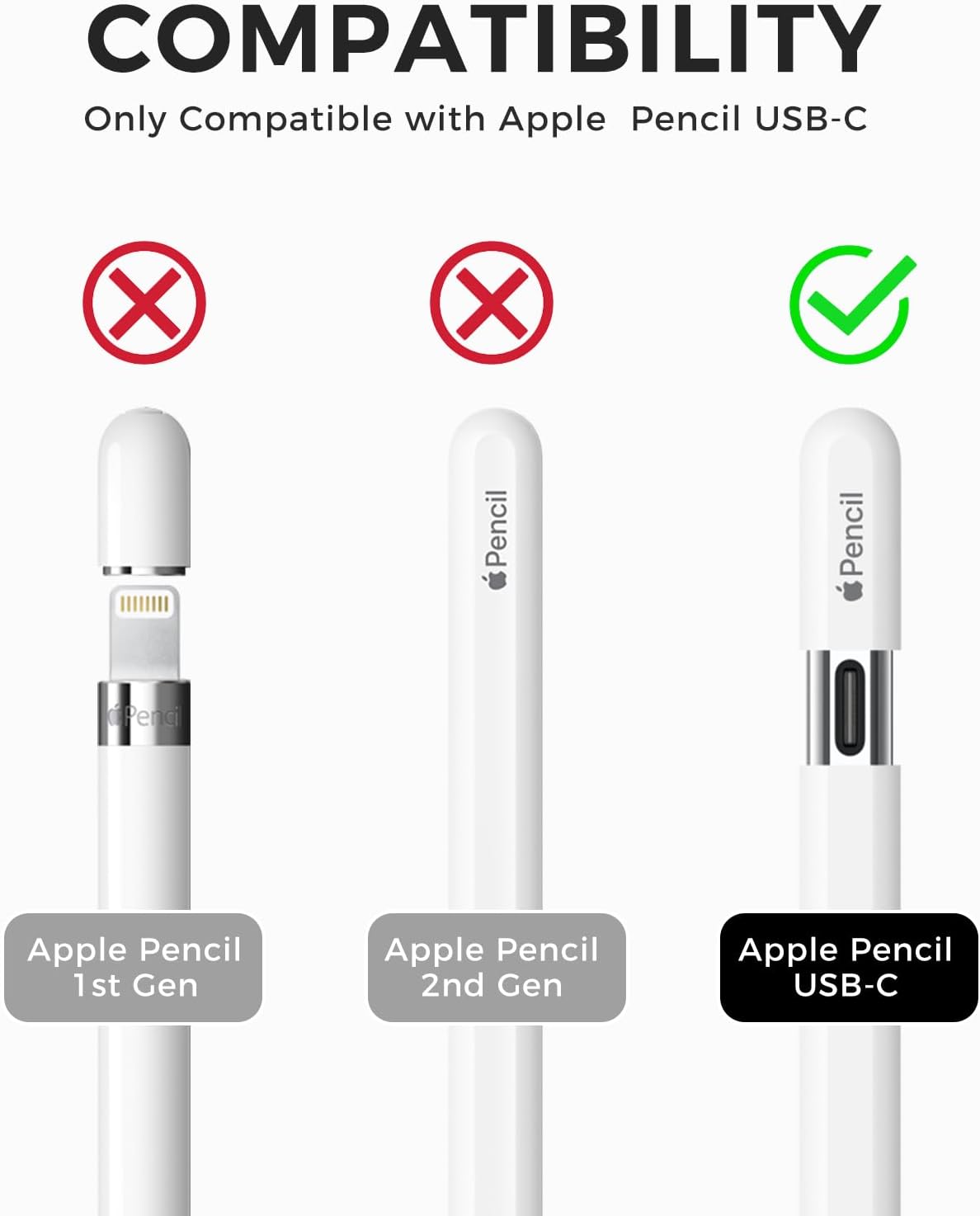 TRONWIN Apple Pencil USB C Case,Silicone Sleeve Protective Cover Perfect Grip Skin Classic Design with Sturdy Clip Compatible with Apple Pencil USB-c for ipad pro (Deep Grey)