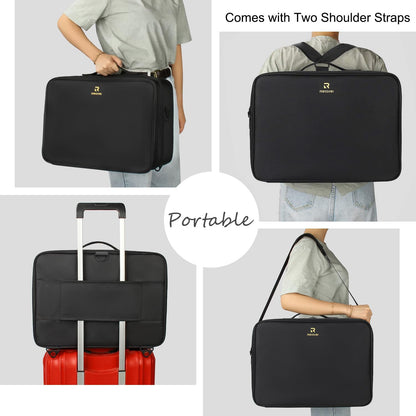 Relavel Makeup Case Large Makeup Bag Professional Train Case 16.5 inches Travel Cosmetic Organizer Brush Holder Waterproof Makeup Artist Storage Box, 3 Layer Large Capacity, with Adjustable Strap