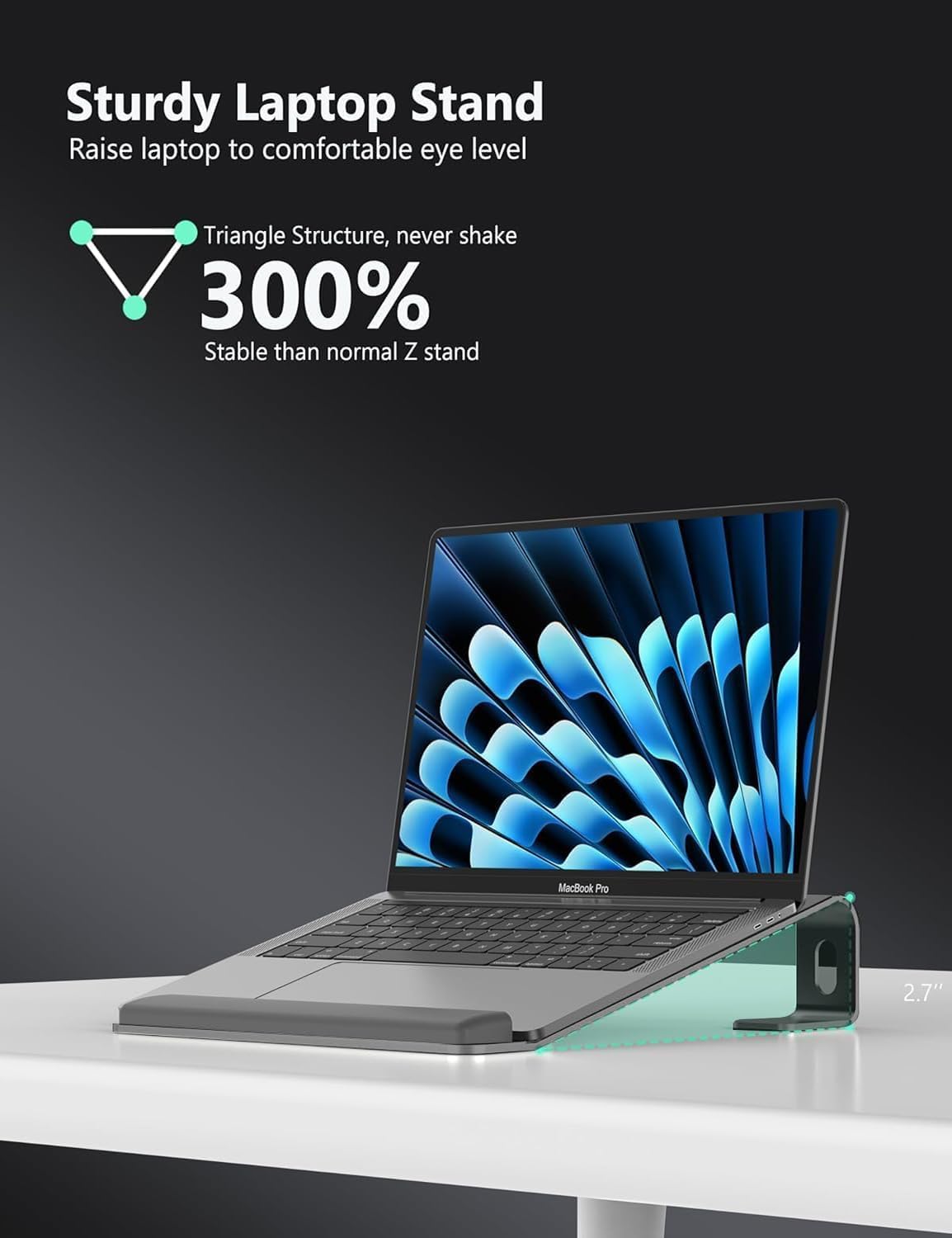 JCZT Clear Acrylic Laptop Stand for Desk, with Wrist Rest, Ergonomic Detachable Mount Compatible with 10-17'' All Laptops Such as MacBook Air Pro/HP/Dell/Lenovo