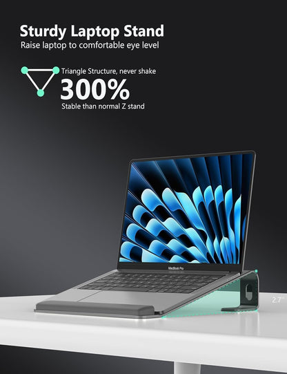 JCZT Clear Acrylic Laptop Stand for Desk, with Wrist Rest, Ergonomic Detachable Mount Compatible with 10-17'' All Laptops Such as MacBook Air Pro/HP/Dell/Lenovo