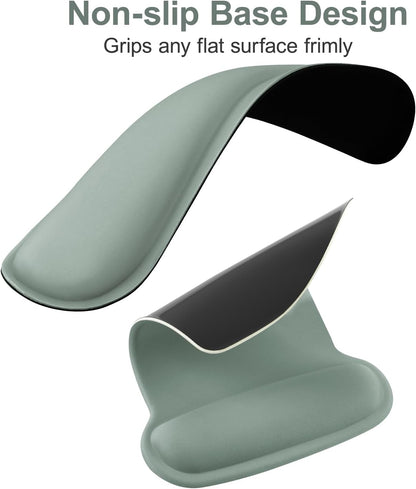 MOSISO Wrist Rest Support for Mouse Pad & Keyboard Set, Ergonomic Mousepad Non-Slip Base Home/Office Pain Relief & Easy Typing Cushion with Neoprene Cloth & Raised Memory Foam, Black