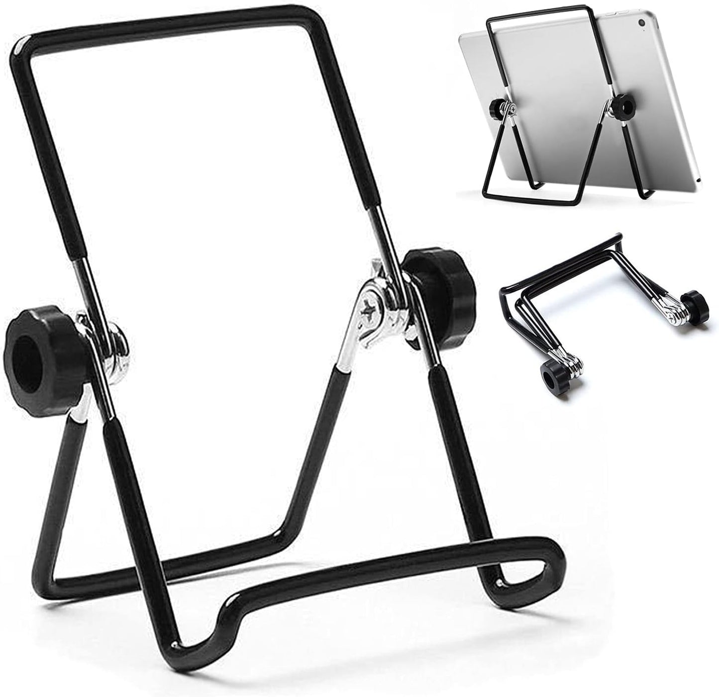 VOVIGGOL Adjustable Tablet Stand Holder, Non-Slip Foldable Holder Cradle Fit for 9-12.9" Tablets, iPad, Samsung and Kindle Fire, Display Stands Picture Frame Stand for Photos (Large Black)