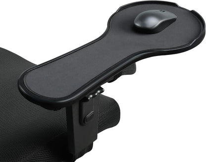 Ergonomic Adjustable Arm Rest Mouse pad for Chair, Mouse Extension Platform Tray with Mouse Baffle to Prevent Falling, Attaches to Chair, Black (Black（YYLL8326）)