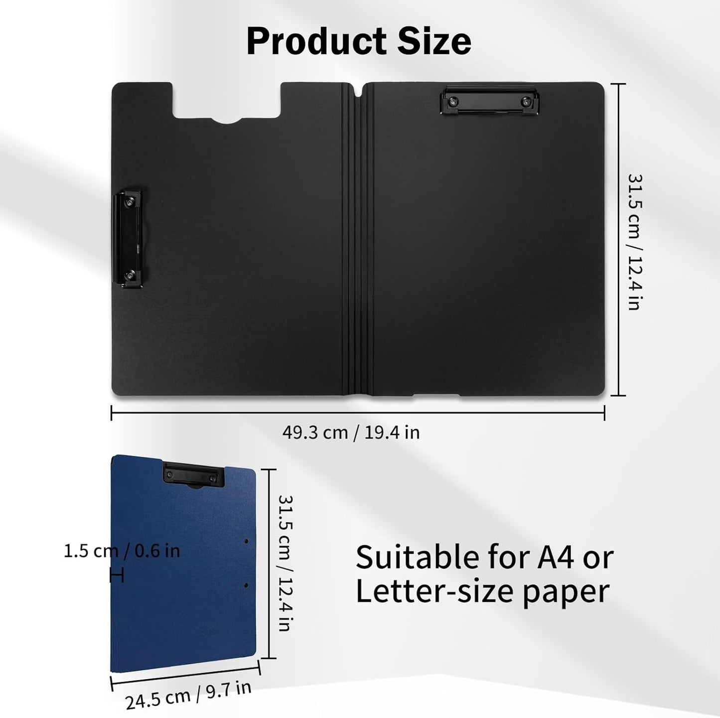 SITHON Foldable Clipboard Folder with Pen Slot, 360° Rotating PP Writing Pad with Dual Low Profile Metal Clips, Durable A4/Letter Size Document Folder for Nurses Classroom Business Office