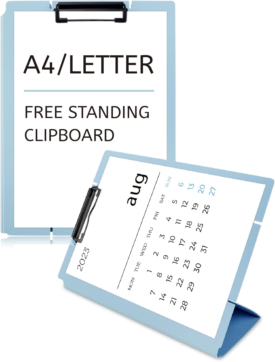 Free Standing Clipboard and Desktop Stand with Adjustable Buckles Easel Back - Foldable Stand and Document Holder for School, Office and Business Use (9.37 x 12.6 inches) (Black)