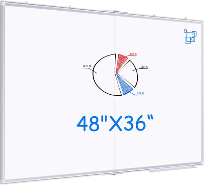 Magnetic White Board Dry Erase Board for Wall，72" x 40" Wall-Mounted Aluminum Frame Marker Board, Foldable Portable Whiteboard with a Long Pen Tray for School, Classroom, Office & Home