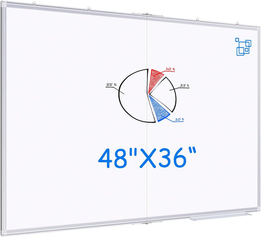 Magnetic White Board Dry Erase Board for Wall，72" x 40" Wall-Mounted Aluminum Frame Marker Board, Foldable Portable Whiteboard with a Long Pen Tray for School, Classroom, Office & Home