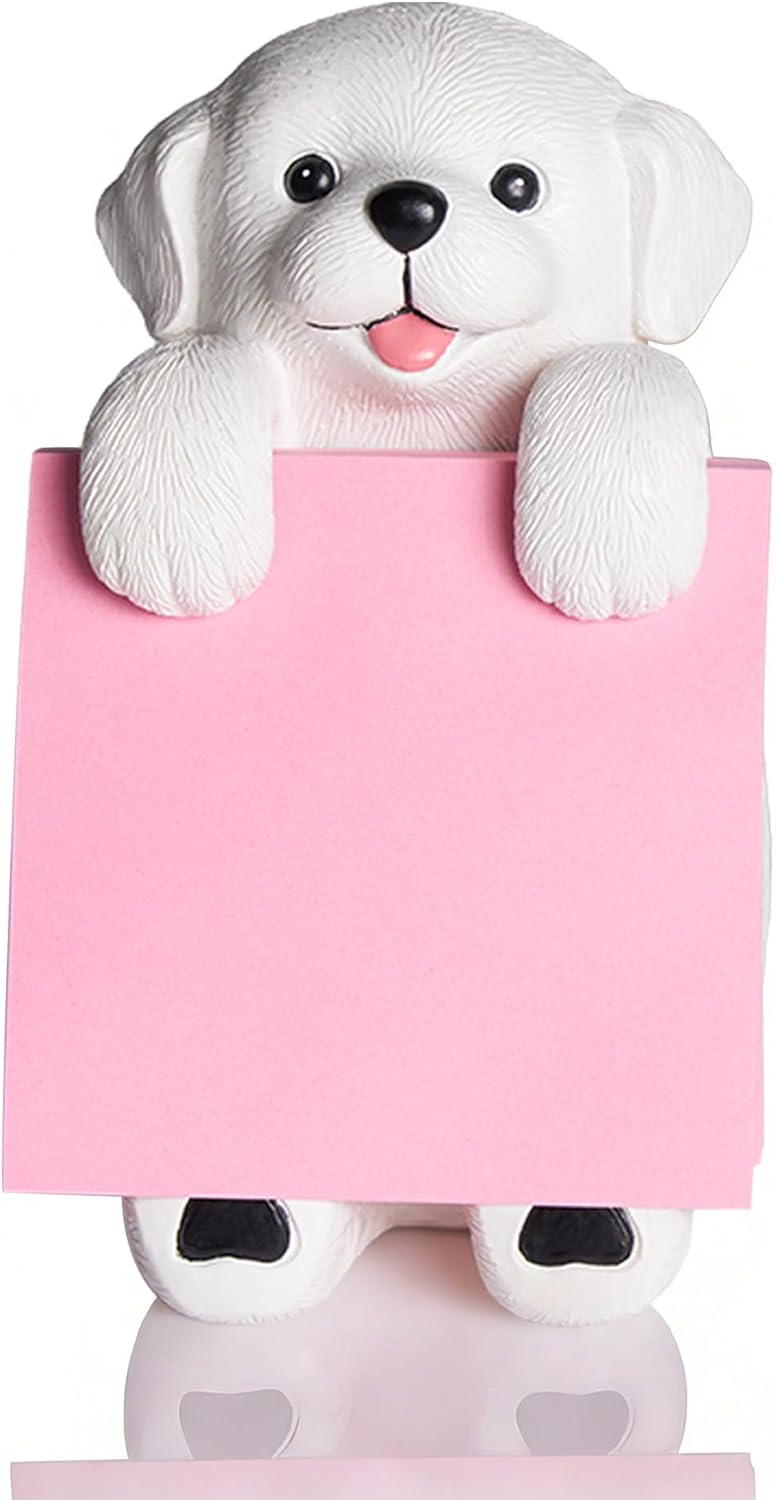 Highland Cow Pop-up Sticky Note Dispenser, Includes 1 Pad of 3x3 in Super Sticky Notes, 100 Sheets, Resin Cute Handmade Desk Holder for Office & Home-Beige