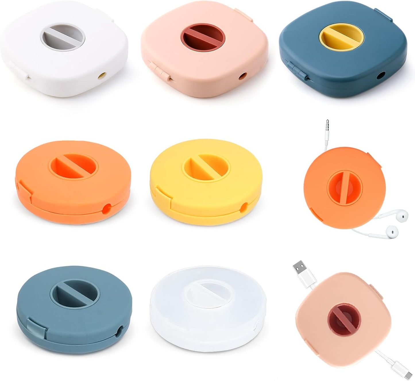 7PCS Cable Management, Retractable Portable Cord Organizer, Flexible Cable for Home Office Classroom (Round+Square)