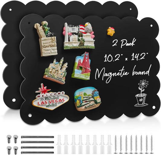 Magnet Board - Blcak, 10.2 x 14.2in, Magnetic Board for Desk and wall, Magnetic Display for Memos, Photos & Documents, Bulletin Board for Home Office School Kitchen Table Supplies(BK-HB2636-2P)