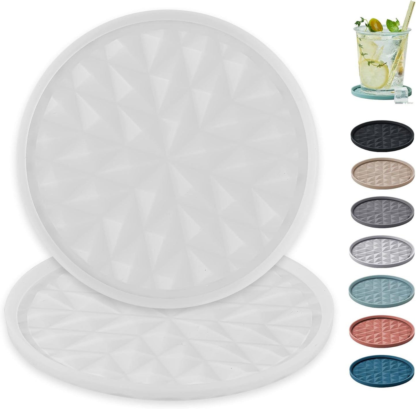 Silicone Coasters for Drinks [2 Pack for Office]- Cup Mat for Tabletop Protection-Non-Slip, Non-Stick, Coffee Table Decor, Great Gift for Any Occasion, Black