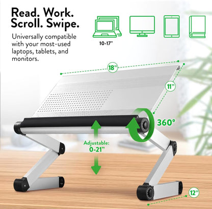 Uncaged Ergonomics Adjustable Book Holder, Tablet & Laptop Stand, Aluminum Portable Reading Stand for Textbooks & Cookbooks, Recipe Holder for Kitchen Counter, Black